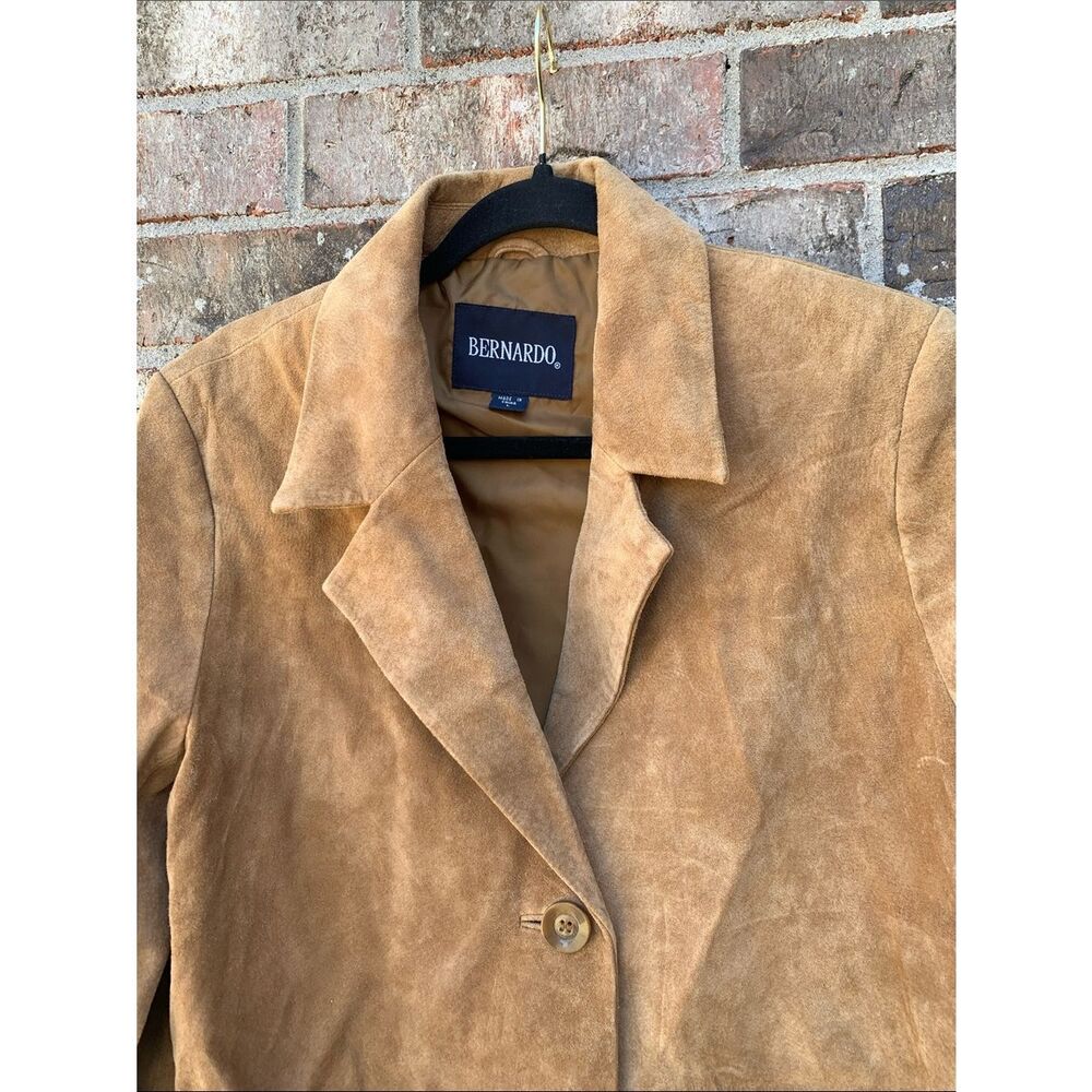 Take 50% OFF- Bernardo Genuine Leather Suede Trench Coat in Tan, Size-L - Picture 7 of 14